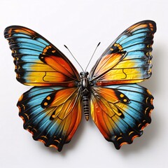 Colorful butterfly isolated on white background. Close-up view.