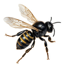 black carpenter bee clipart сreated with Generative Ai - obrazy, fototapety, plakaty