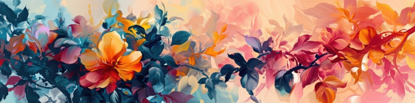 an abstract floral vine, with seamlessly blended colors creating a captivating and harmonious visual experience.