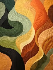 an abstract quilt made of tan and green colors, in the style of naturalistic landscape backgrounds