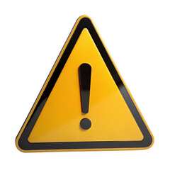 Warning triangle with exclamation mark isolated on transparent background.