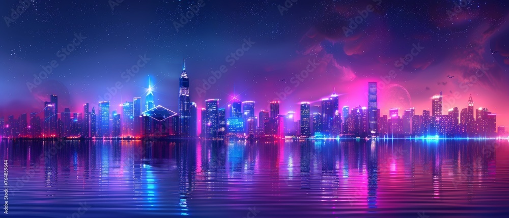 Aufkleber a modern cityscape and communication network concept. telecommunication. iot (internet of things). i