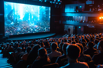 Audience crowd viewing a screen