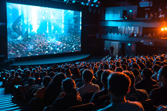 Audience crowd viewing a screen
