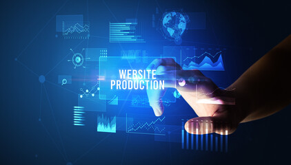 hand touching digital button, modern technology concept