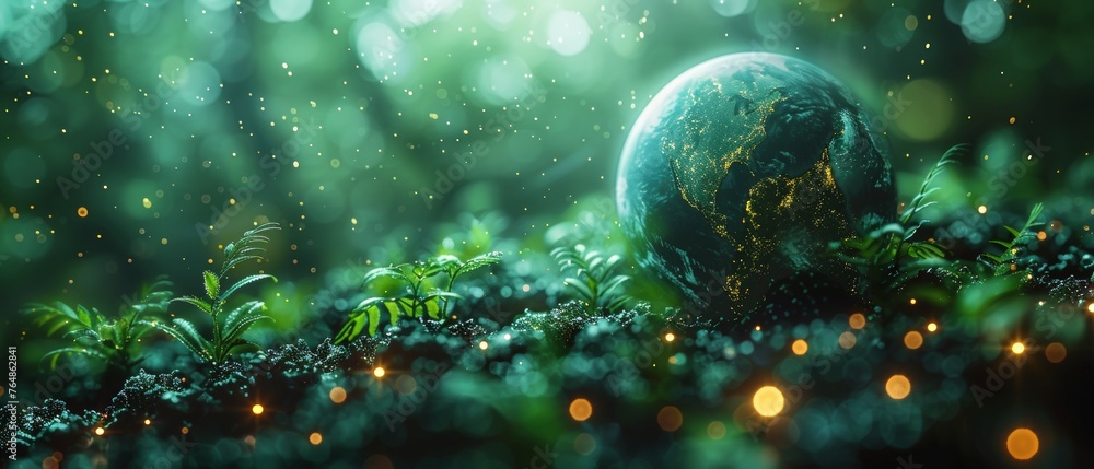 Poster the concept of global communication networks. environmental technology. the sustainable development 