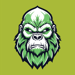 green bigfoot head mascot logo
