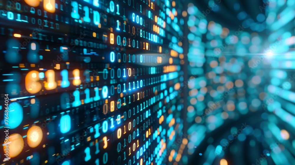 Aufkleber Concept of digital transformation. Engineering of systems. Binary codes. Programming languages.
