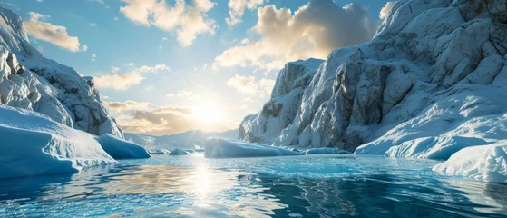 Crédence de cuisine en verre imprimé Aurores boréales Arctic ice and northern lights Generative AI