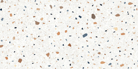 Terrazzo marble flooring seamless texture. Natural stones, granite, marble, quartz, limestone, concrete. Beige background with colored chips. - obrazy, fototapety, plakaty