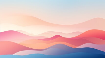 A digital abstract of wavy lines in a gradient of sunset colors suggesting calm waves. - obrazy, fototapety, plakaty