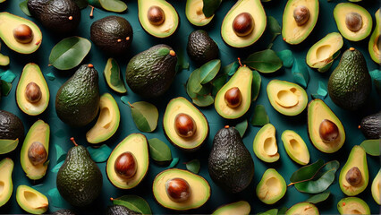 Vibrant and abstract pattern of fresh avocado