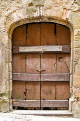 Old door in the medieval catalan town of Solsona in Catalonia, spain