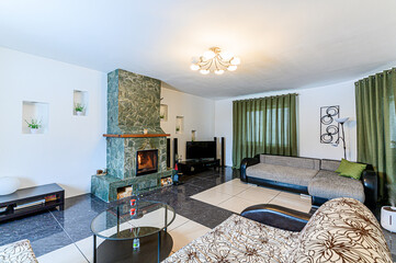 standard interior apartment. living room with sofa