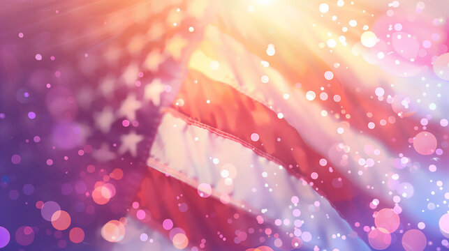 Sunlight bokeh background with copy space for american celebration, USA flag background, united states of america Flag,4th of July happy independence day, american memorial day, labor day of usa, Ai 