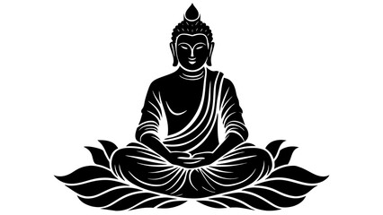 Zen Serenity: Buddha Silhouette - Iconic Black Silhouette
