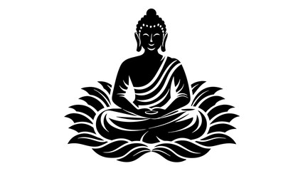 Zen Serenity: Buddha Silhouette - Iconic Black Silhouette