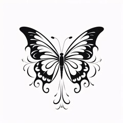 Butterfly silhouette on a white background. Vector illustration for your design