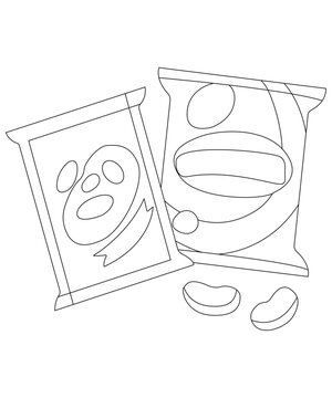 Naklejki Simple and funny foods and snacks coloring page for kids.