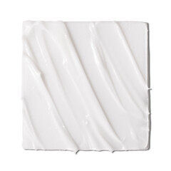 Cosmetic smear of white creamy texture on a white background