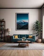 wall / modern living room with mockup frame