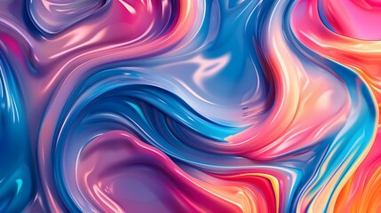 Abstract swirl waves colorful liquid paint, high quality wallpaper with colorful fluid background