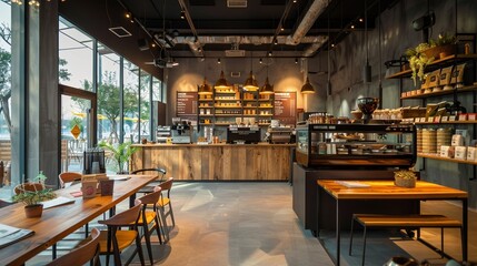 modern luxury  cafe in a city