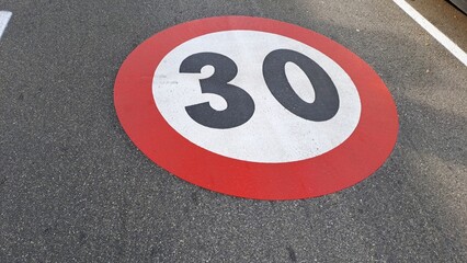 Italy, Lombardy - March 2024: Forbidden to circulate more than 30 kilometers per hour.
