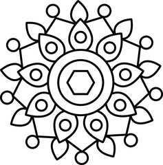 Decorative ornament in ethnic oriental style. Coloring book page. Circular pattern in form of mandala for Henna. 