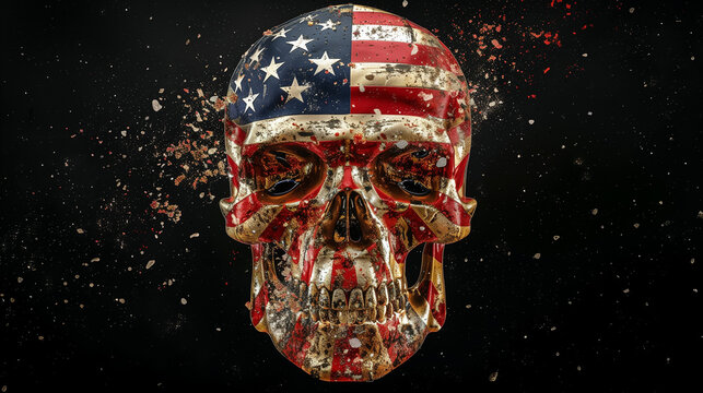 american flag on a skull, united states of america Flag, independence day of America, Memorial Day, 4th of July happy independence day, american independence day, Ai generated image