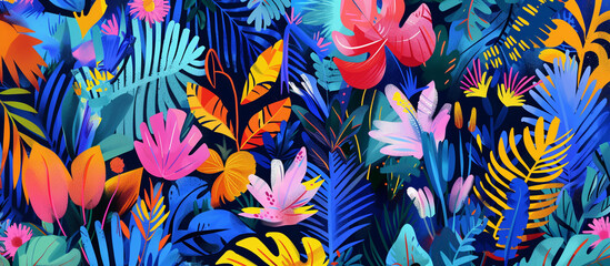 Tropical background with tropical plants.  - obrazy, fototapety, plakaty