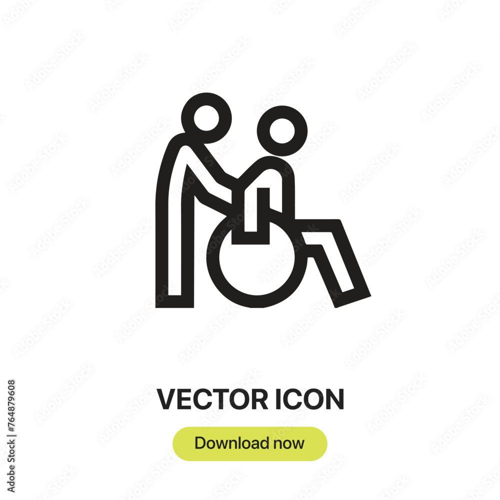 Leinwandbilder disabled people icon vector. linear-style sign for mobile concept and web design. disabled people sy