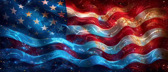 American National Holiday. US Flags with American stars, stripes and national colors. President's Day. 4th July. Veterans Day. Memorial Day, independence day, Democracy of usa, Ai 