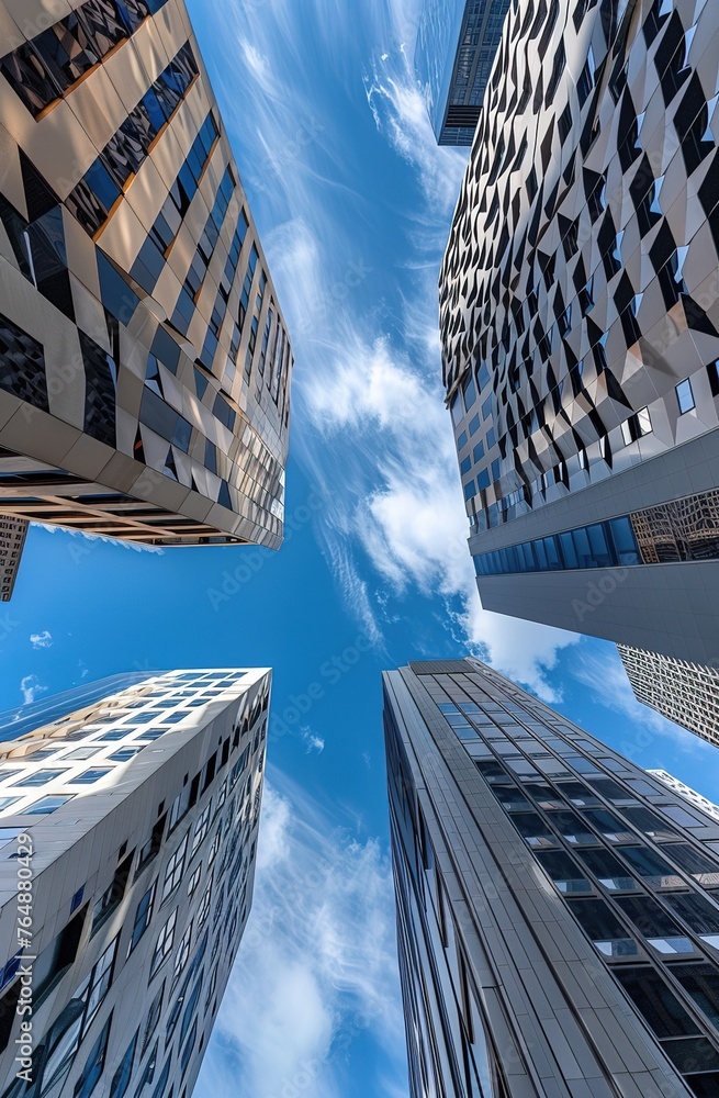 Poster rising to the sky: a unique look at contemporary glass architecture reflecting the dynamic intersect