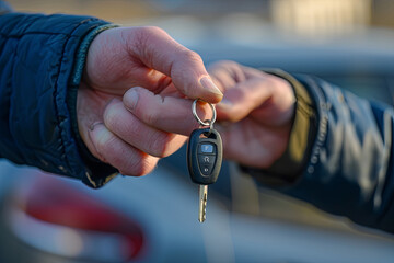 Fototapeta premium Man in possession of new car keys