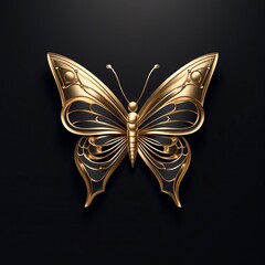 Gold butterfly on a black background. Vector illustration. Eps 10.