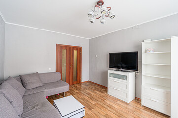 standard interior apartment. living room with sofa