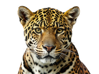 Leopard portrait. Panthera on transparent background.
