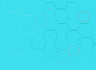 abstract hexagon medical background with heartbeat