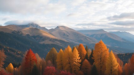  Autumn Enclave: Golden Trees Amidst Majestic Mountain Valleys