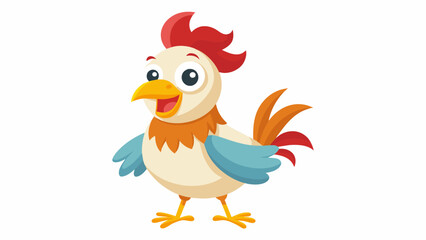 Cheerful and Colorful Cartoon Hen Illustration