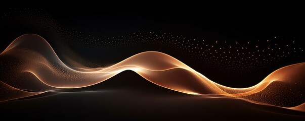 Beige wave on a black background, in the style of futuristic spacescapes