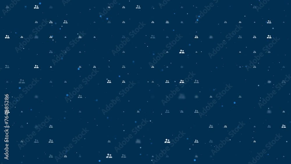 Poster template animation of evenly spaced group symbols of different sizes and opacity. animation of trans