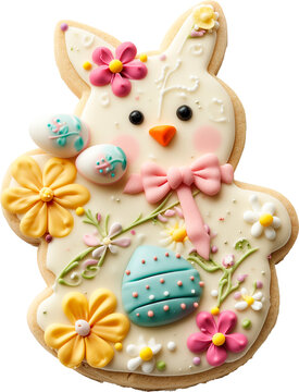 Easter bunny cookies. Isolated photo with transparent background.