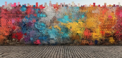 colorful graffiti wall abstract background, Generative Ai not real photo, idea for artistic pop art background backdrop - 764886072