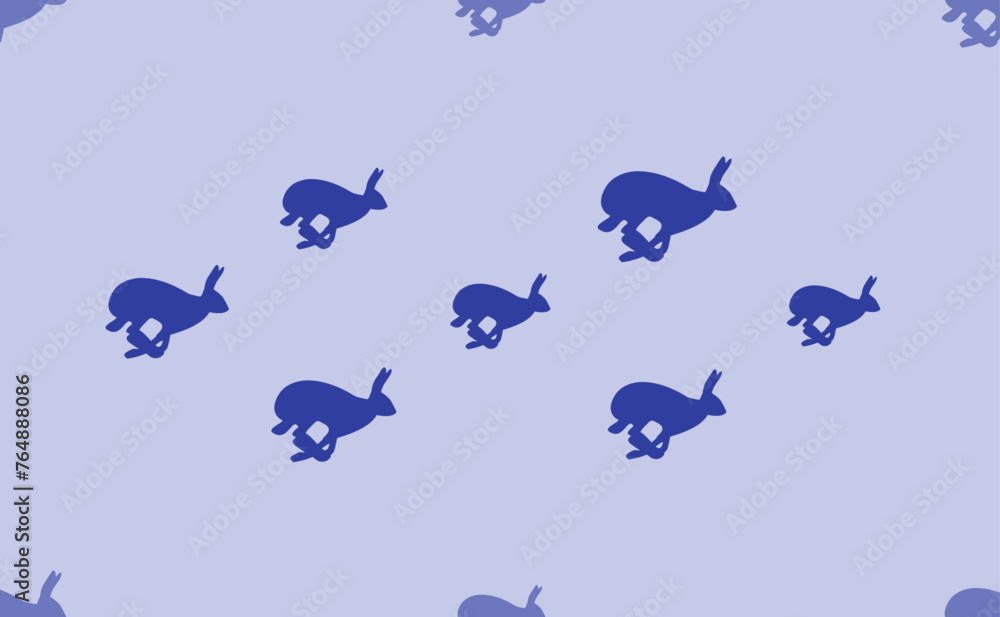 Poster seamless pattern of large isolated blue hare runs symbols. the pattern is divided by a line of eleme