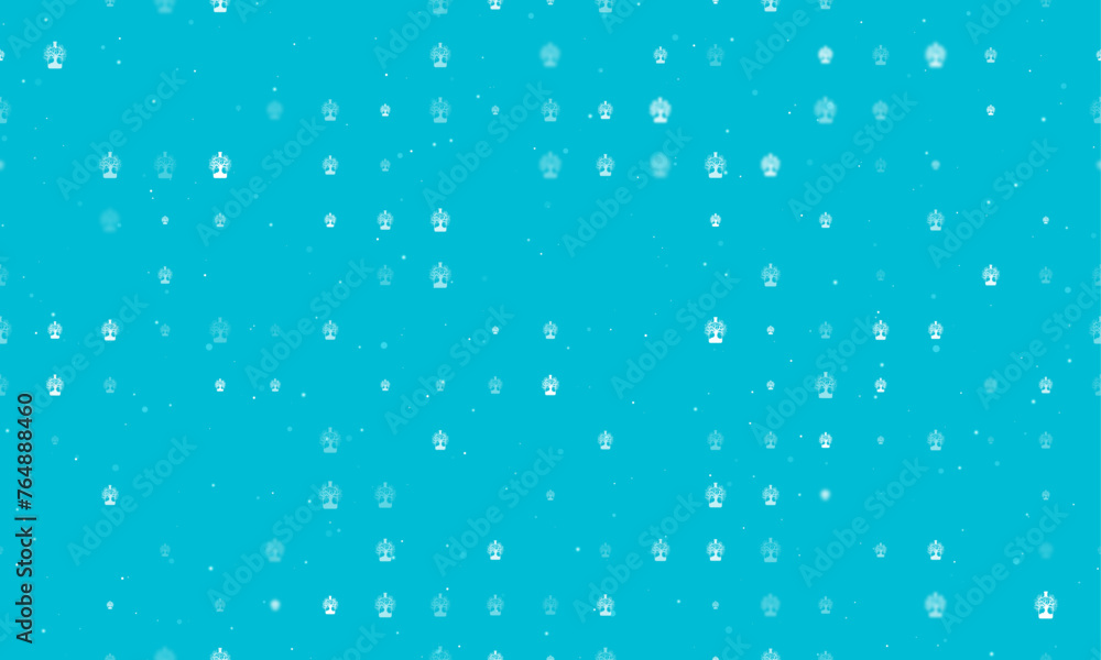 Poster seamless background pattern of evenly spaced white mystical tree in bottle symbols of different size