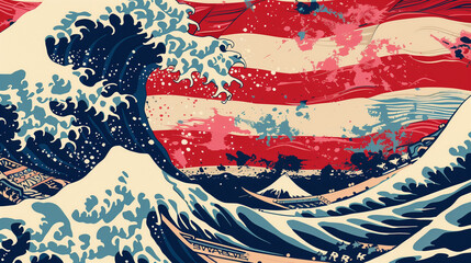 Fourth of July, American Wave Flag,  Independence day of America, 4 of july happy independence day, labor day, Memorial Day, National American flag, United States Flag, 4th July national holiday, Ai 