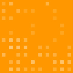 Abstract seamless geometric pattern. Mosaic background of white squares. Evenly spaced big shapes of different color. Vector illustration on orange background