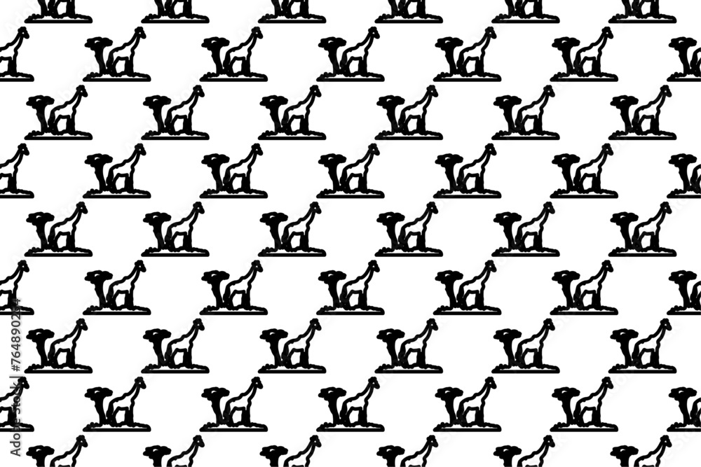 Poster seamless pattern completely filled with outlines of giraffe symbols. elements are evenly spaced. vec